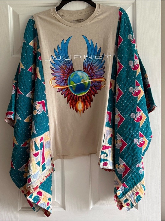 Tops - JOURNEY Custom Upcycled Kantha Sleeves Poncho Top OSFM